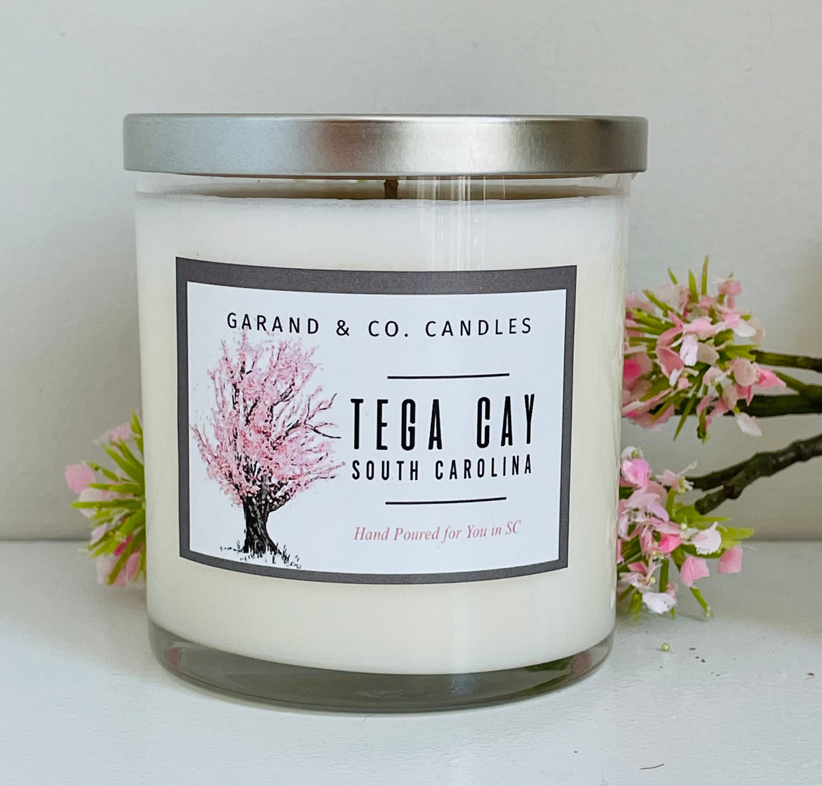 12 oz Clear Glass Jar Candle - Tega Cay, SC Peaches – Garand Candles