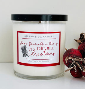 12 oz Clear Glass Jar Candle -  Have Yourself A Merry Fort Mill Christmas